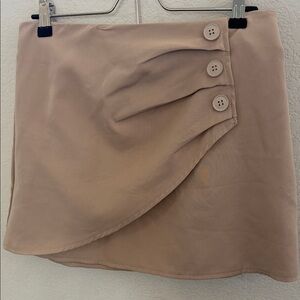 Chic Asymmetrical Tan Skirt with Button Accents